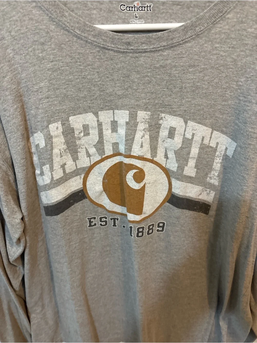 Carhartt Gray Graphic Long Sleeve Tee Men's Large Y2K Vintage Inspired